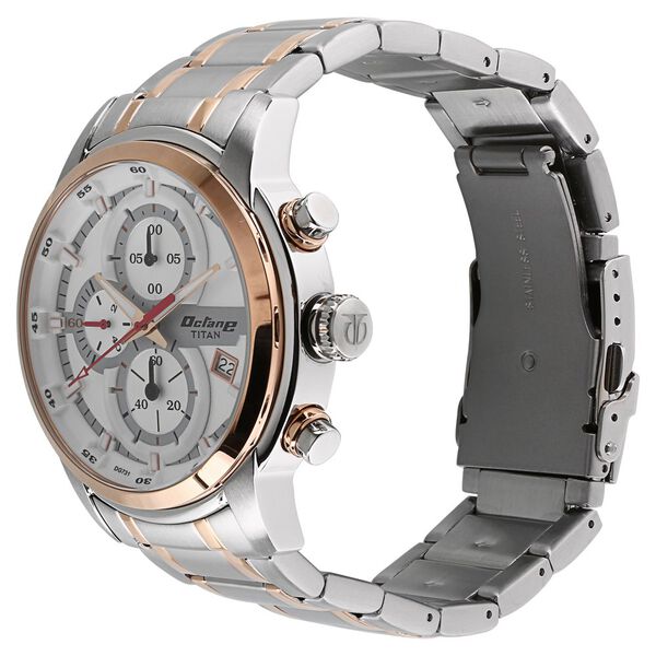 Titan Octane Quartz Chronograph White Dial Stainless Steel Strap Watch for Men - image number 1