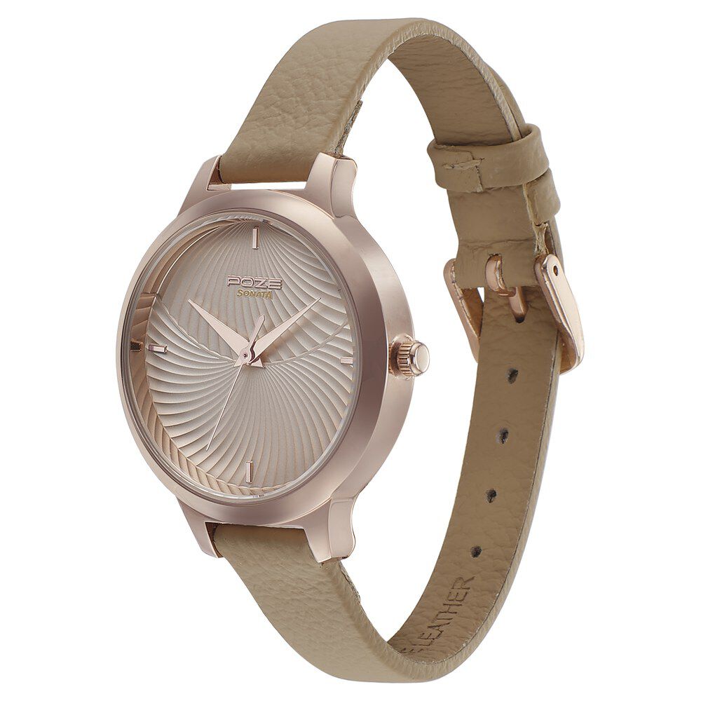 Buy Online Poze by Sonata Quartz Analog Pink Dial Leather Strap