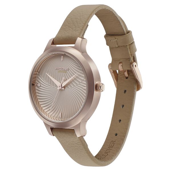 Poze by Sonata Quartz Analog Pink Dial Leather Strap Watch for Women - image number 2