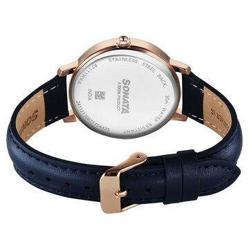 Sonata Festive Quartz Multifunction Blue Dial Leather Strap Watch For Women