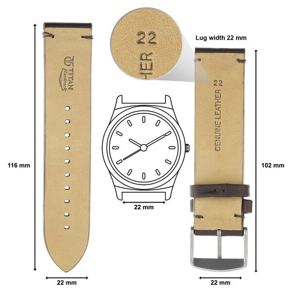 22 mm Brown Genuine Leather Straps for Men - image number 1