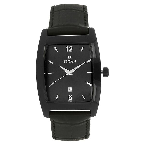 Titan Quartz Analog with Date Silver Dial Leather Strap Watch for Men - image number 0