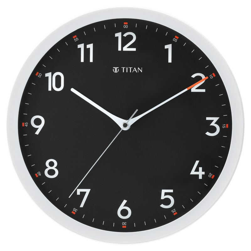 Buy Online Titan Contemporary Balck Wall Clock with Silent Sweep