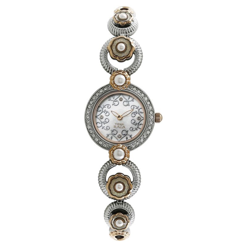Titan Quartz Analog Multicoloured Dial Metal Strap Watch for Women