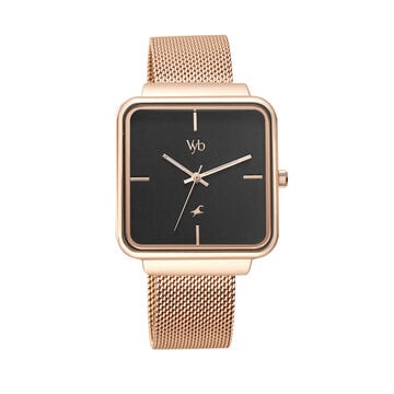 Fastrack Vyb Minimalist Quartz Analog Black Dial Stainless Steel Strap Watch for Girls