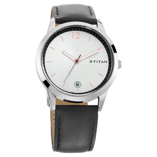Titan Workwear Silver Dial Analog with Date Leather Strap Watch for Men - image number 0