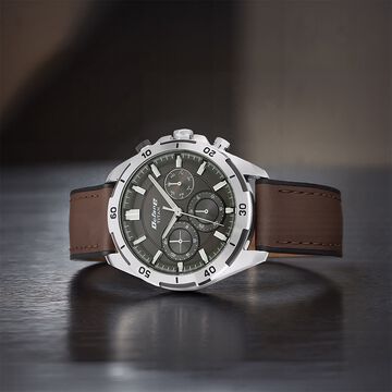 Titan Octane Hyper Lume Black Dial Quartz Multifunction Leather Strap watch for Men