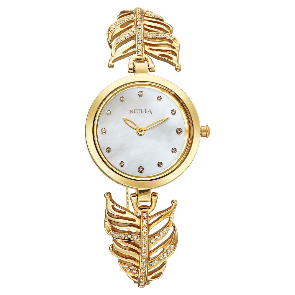 Titan Nebula Ashvi 18 KT Gold Quartz Analog White Mother Of Pearl Dial 18KT Gold Bracelet Watch For Women-image-18