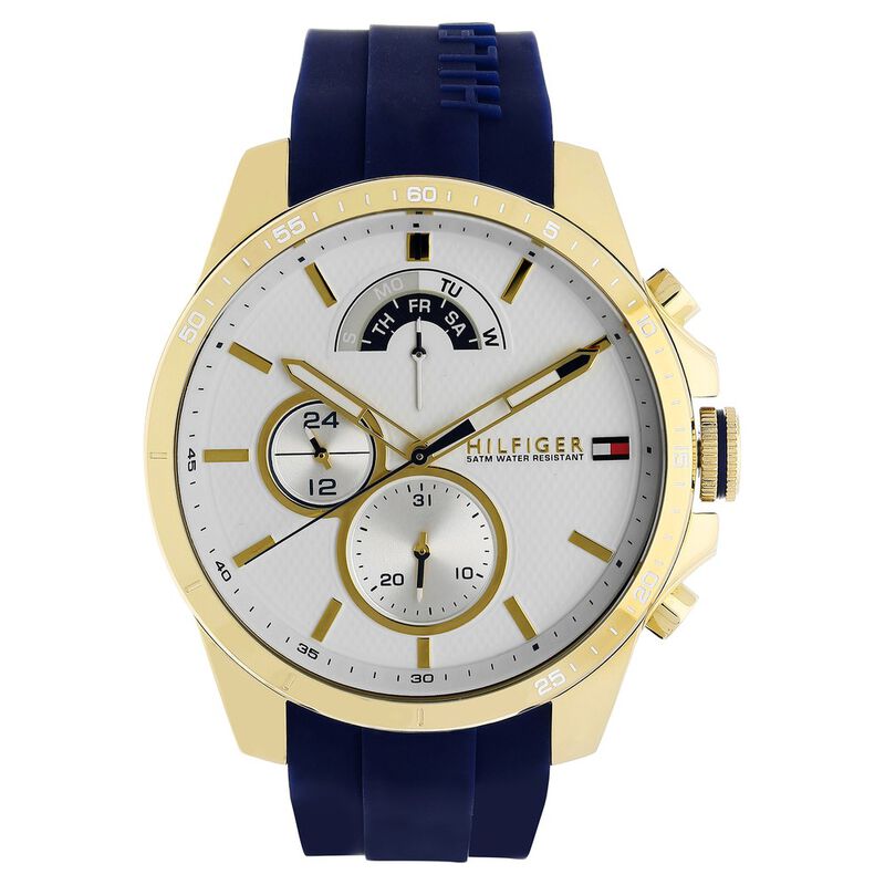 Tommy Hilfiger Quartz Multifunction White Dial Silicone Strap Watch for Men - image number 0