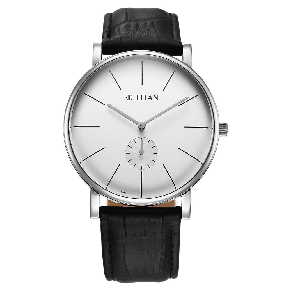 Titan Elegance Analog with Small Second and White Dial Black Leather Strap Watch for Men-image-37
