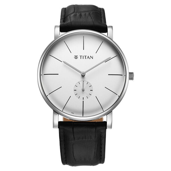 Titan Elegance Analog with Small Second and White Dial Black Leather Strap Watch for Men - image number 0