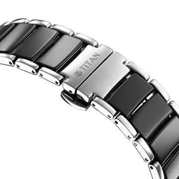 Titan Edge Fusion Quartz Analog Black Dial Two Toned Steel & Ceramic Strap Watch for Men