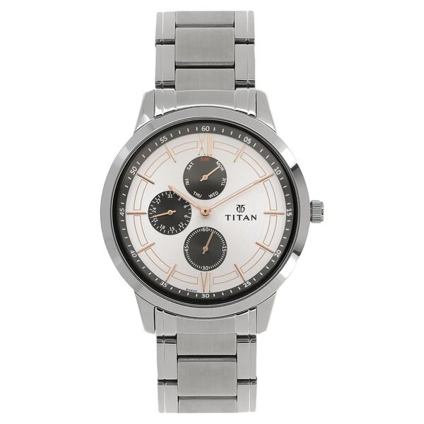 Titan Workwear White Dial Quartz Multifunction Stainless Steel Strap watch for Men - image number 0