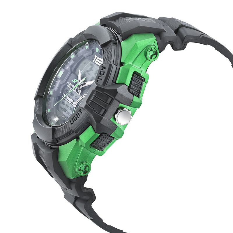 SF Quartz Analog Digital Black Dial PU Strap Watch for Men - image number 2