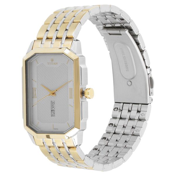 Titan Regalia Baron Silver Rectangle Dial Analog with Day and Date Stainless Steel Strap watch for Men - image number 1
