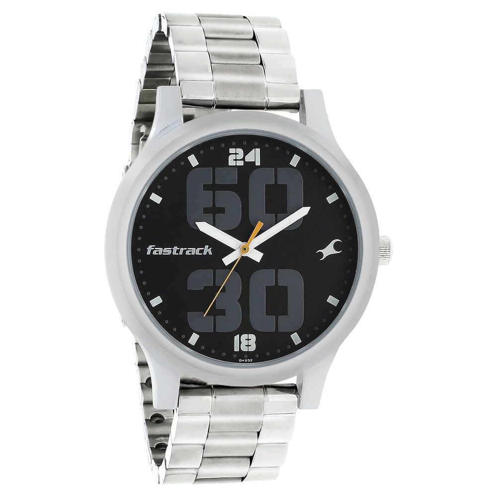 Buy Online Fastrack Bold Quartz Analog Black Dial Stainless Steel Strap Watch for Guys ns38051sm07 Titan