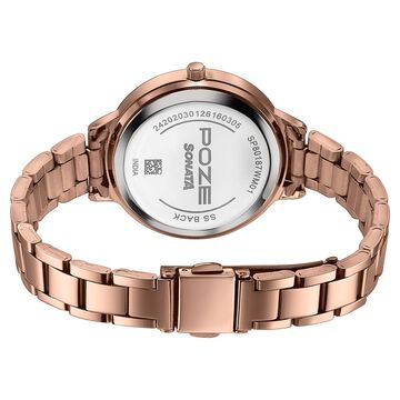 Poze By Sonata Quartz Analog White Dial Rose Gold Stainless Steel Strap Watch For Women