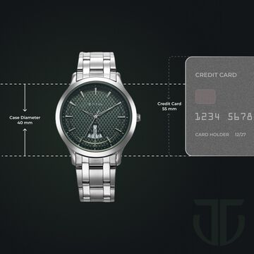 Titan Karishma Quartz Analog Green Dial Silver Stainless Steel Strap Watch For Men