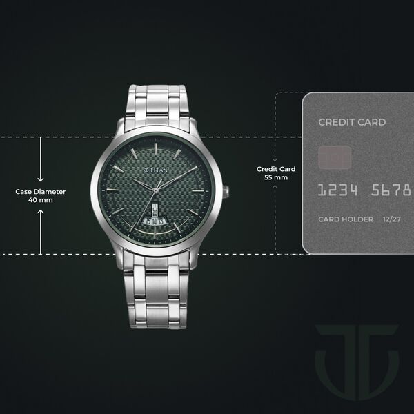 Titan Karishma Quartz Analog Green Dial Silver Stainless Steel Strap Watch For Men - image number 2