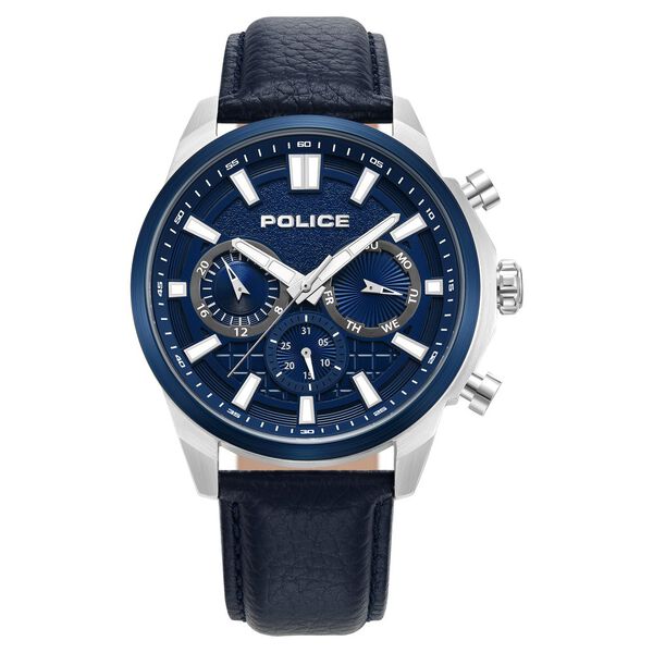 Police Quartz Multifunction Blue dial Leather Strap Watch for Men - image number 0