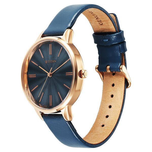 Titan Neo Quartz Analog Blue Dial Leather Strap Watch For Women - image number 2