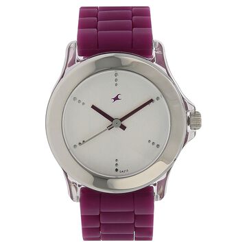 Fastrack Quartz Analog Silver Dial Plastic Strap Watch for Girls
