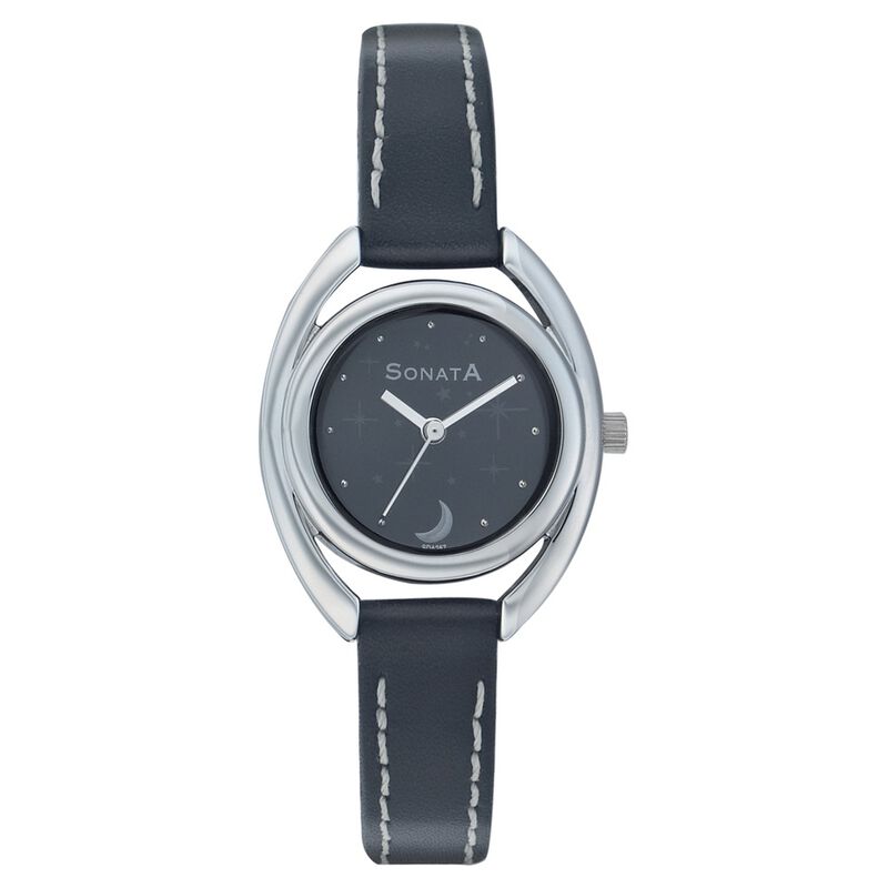 Sonata Quartz Analog Black Dial Strap Watch for Women