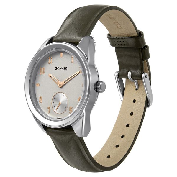 Sonata Women of Steel Grey Dial Leather Strap Watch for Women - image number 1