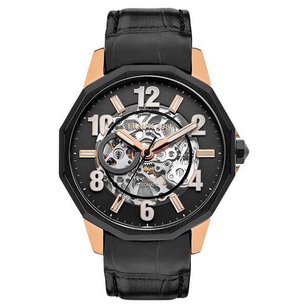Cerruti 1881 Black Dial Leather Strap Watch for Men - image number 0