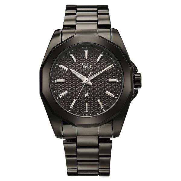 Vyb Challenger By Fastrack Quartz Analog Grey Dial Grey Stainless Steel Strap Watch For Guys - image number 1