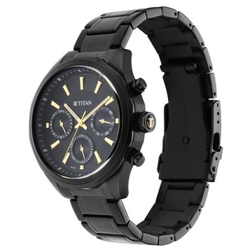 Titan Regalia Opulent Multifunction Black Dial Black Stainless Steel Strap Watch For Men