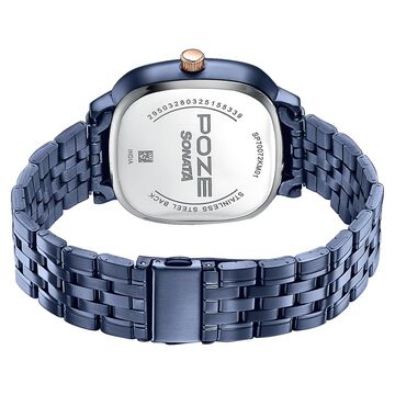 Sonata Poze Quartz Analog Blue Dial Blue Colour Stainless Steel Strap Watch For Men
