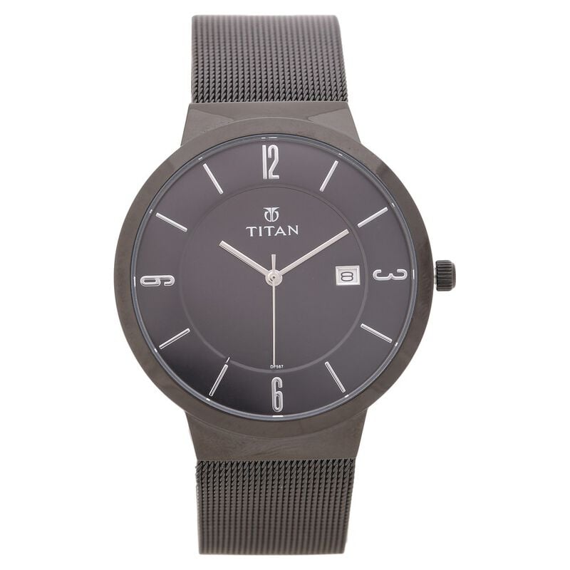 Titan Quartz Analog with Date Black Dial Stainless Steel Strap Watch for Men - image number 1