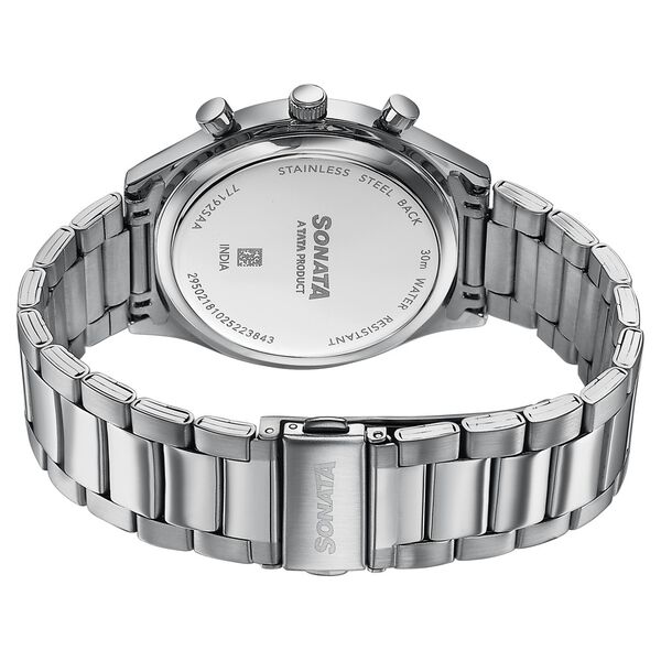 Sonata Festive Quartz Multifunction Blue Dial Silver Metal Strap Watch For Men - image number 5