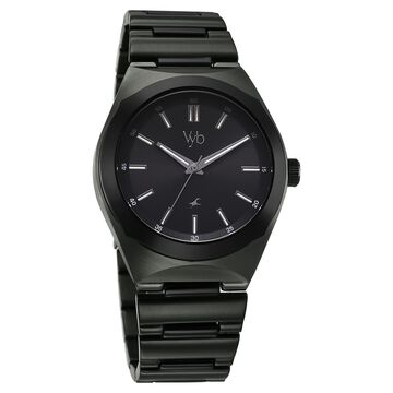 Vyb Arcane By Fastrack Quartz Analog Black Dial Metal Strap Watch For Guys
