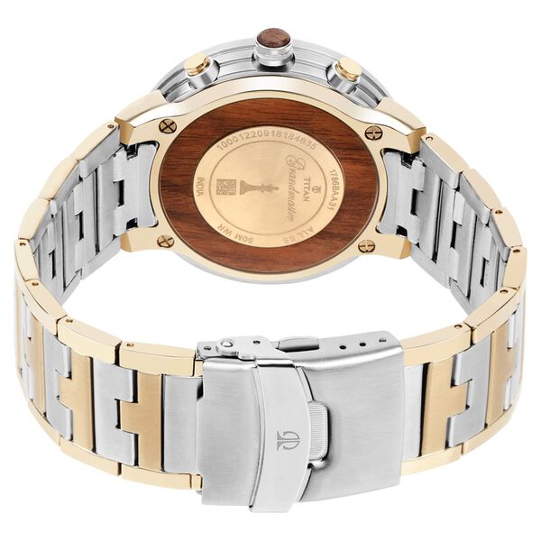 Titan Grandmaster Champagne Dial Chronograph Metal Strap Watch for Men - image number 4