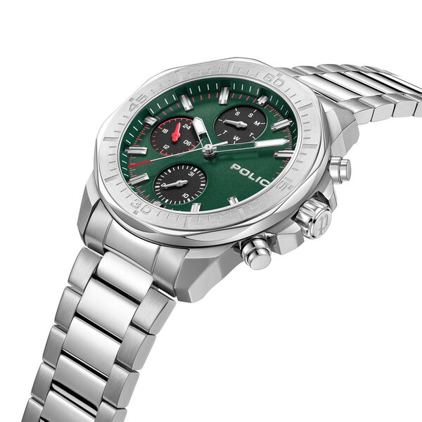 Police Quartz Multifunction Green Dial Silver Stainless Steel Strap Watch For Men - image number 3