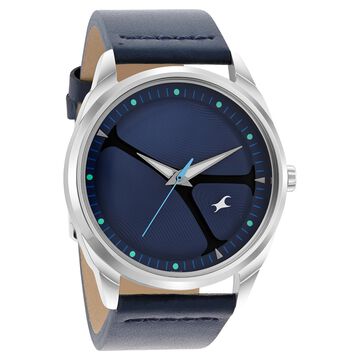 Fastrack MetaWe Quartz Analog Blue Dial Leather Strap Watch For Guys