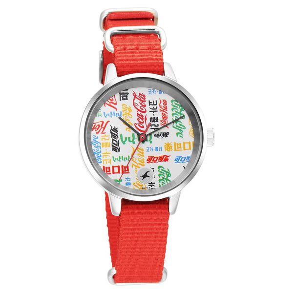 Fastrack Coca Cola Edition By Fastrack Quartz Analog Silver Dial Nylon Strap Watch for Girls - image number 1
