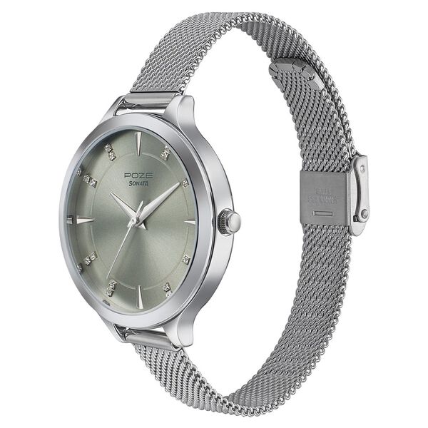 Sonata Poze Quartz Analog Green Dial Stainless Steel Strap Watch for Women - image number 2
