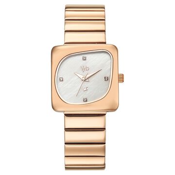 Vyb Diva By Fastrack Quartz Analog Mother of Pearl Dial Rose Gold Stainless Steel Strap Watch For Girls