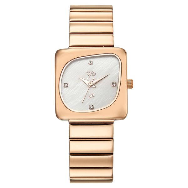 Vyb Diva By Fastrack Quartz Analog Mother of Pearl Dial Rose Gold Stainless Steel Strap Watch For Girls - image number 1