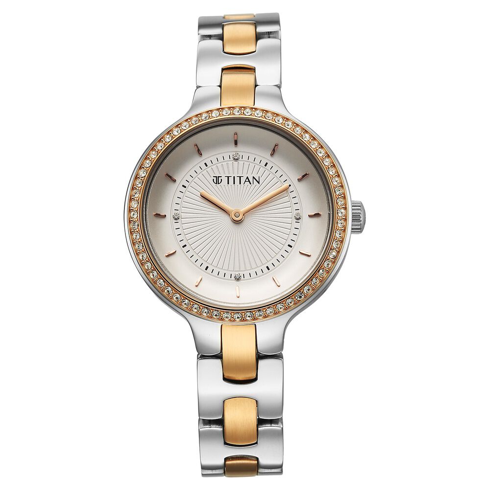 Titan Glamour Quartz Analog White Dial Two Toned Stainless Steel Strap Watch For Women-image-44