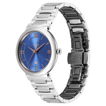 Xylys Quartz Analog with Date Blue Dial Silver Stainless Steel Strap Watch For Women