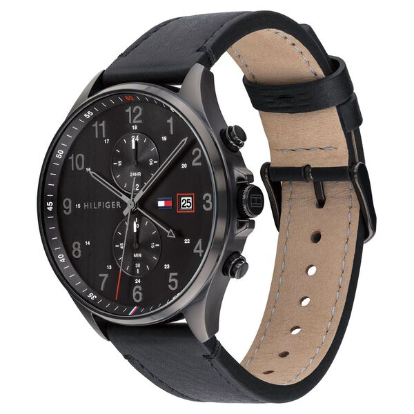 Tommy Hilfiger Quartz Multifunction Black Dial Leather Strap Watch for Men - image number 1