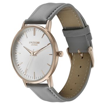 Sonata Poze Quartz Analog White Round Dial Grey Leather Strap Watch For Men