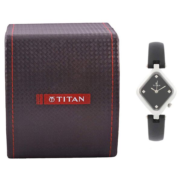 Titan Quartz Analog Black Dial Leather Strap Watch for Women - image number 4