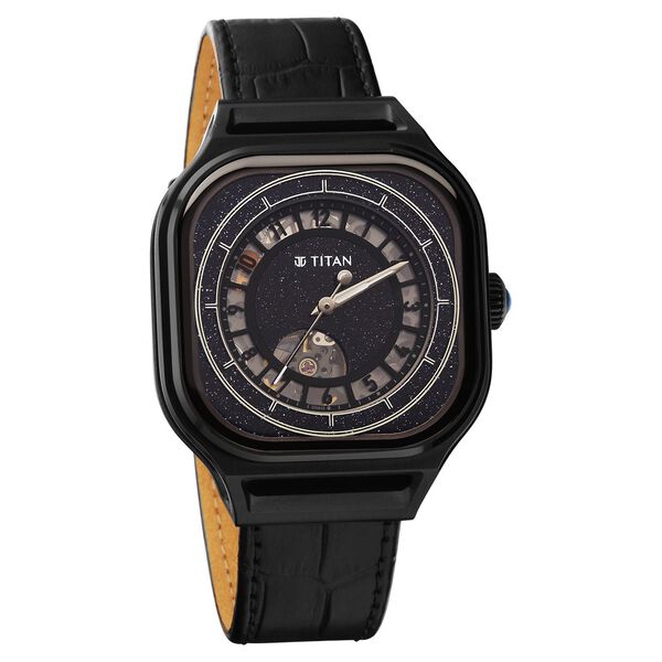Titan Stellar Automatic Aventurine Dial Leather Strap Watch for Men - image number 2
