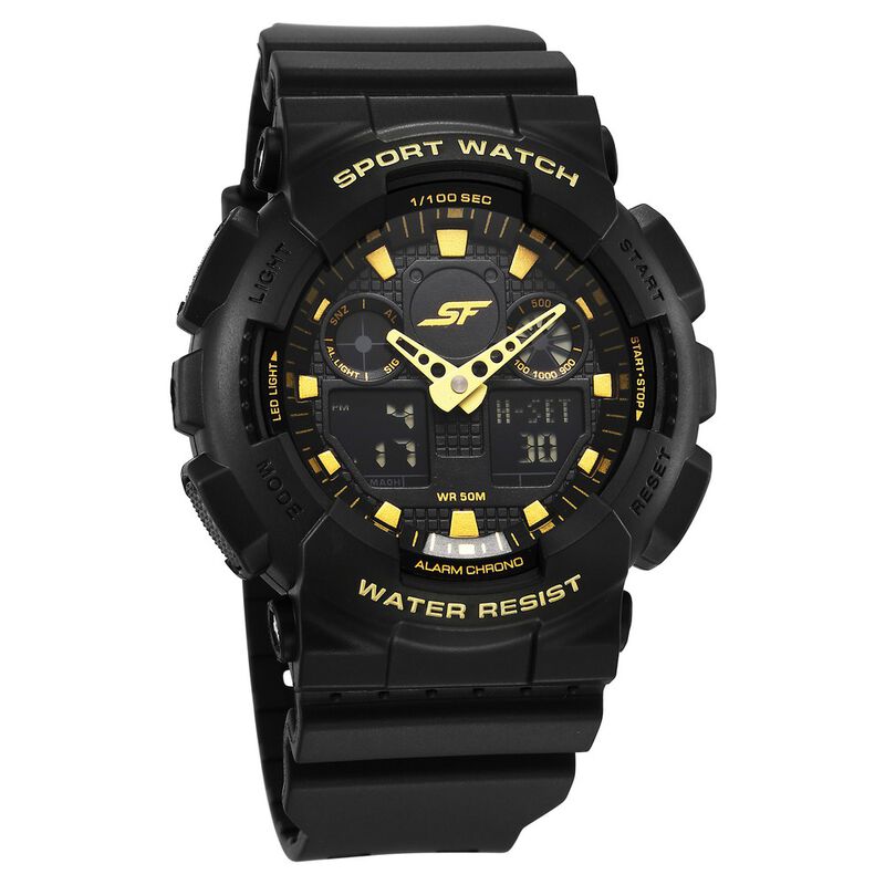 SF Vigour Quartz Digital Analog Digital Black Dial With Black Color Plastic Strap Watch For Unisex