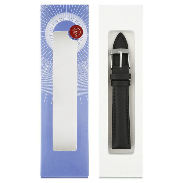 22 mm Black Genuine Leather Strap for Men - image number 7